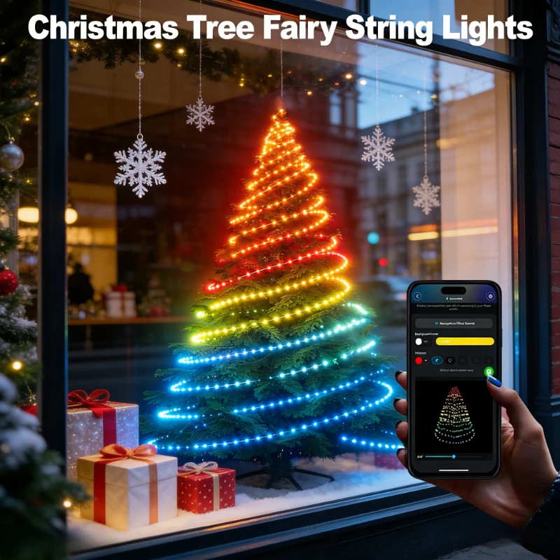 Music Curtain Lights APP Smart Programmable USB 5V Fairy LED String For Window Bedroom Party Valentine's Day Birthday Christmas