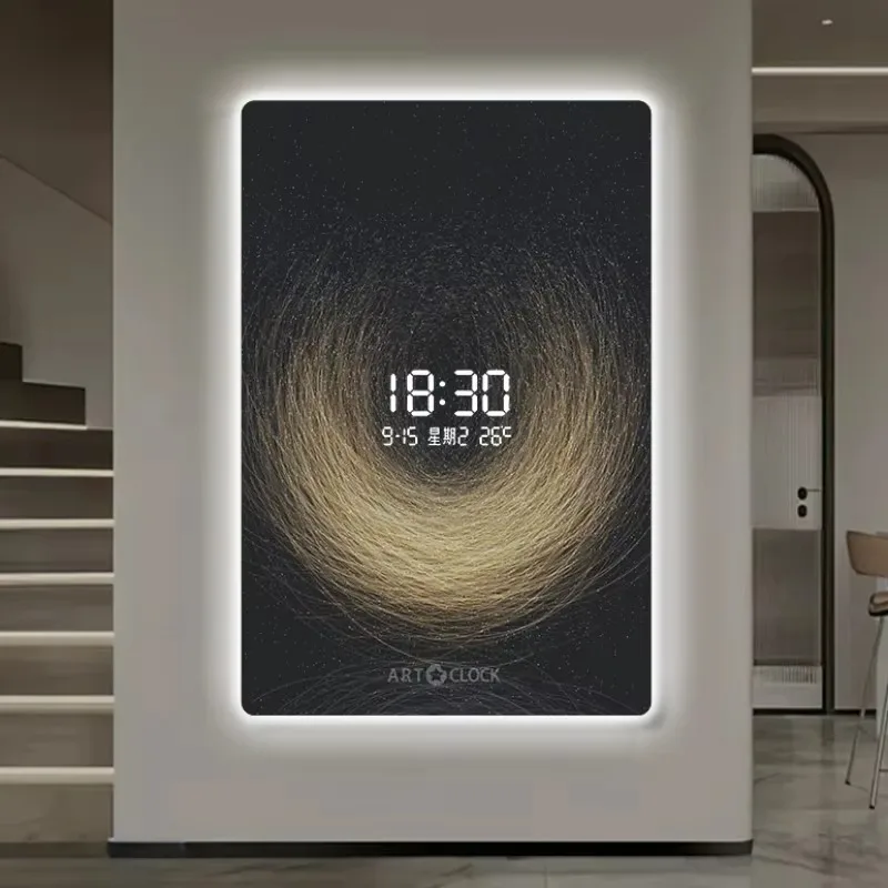 Calendar Digital Clock Wall Modern Living Room Black Temperature Digital Clock Art Luxury Luminous Orologio Da Parete Home Decor