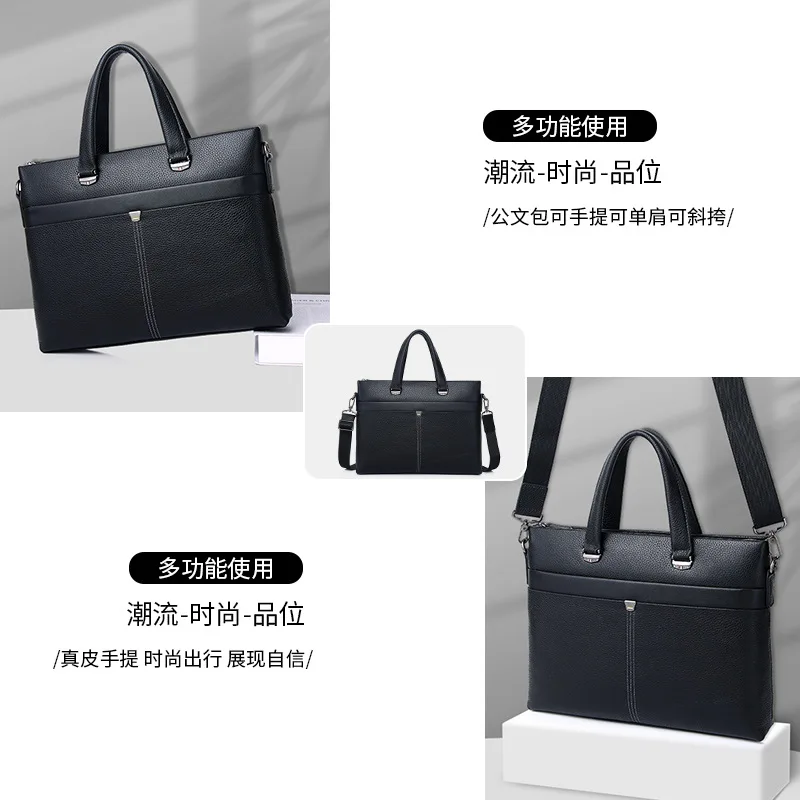 2025 حقيبة أعمال جديدة جلد طبيعي سعة كبيرة حقيبة يد رجالية الكتف Crossbody حقيبة لابتوب جلدية فاخرة الرجال #4