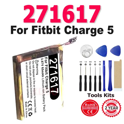 New 271617 Replacement Battery 65mAh 271617 Battery For Fitbit Charge 5 Smart Sports Watch Batterie Accumulator AKKU+Free Tools
