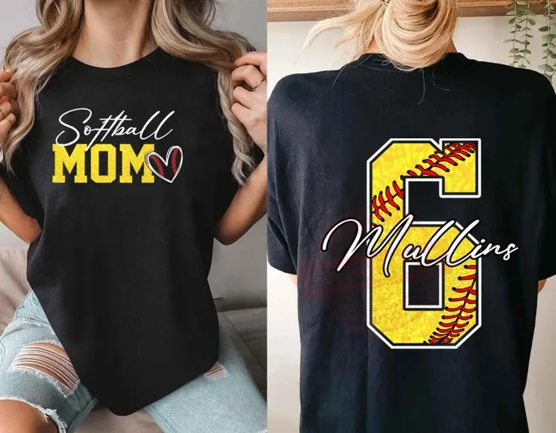 Personalized Softball Mom Shirt, Custom Softball Player Shirt, Game Day Two-Side