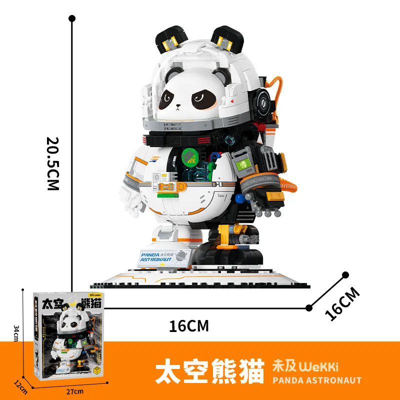 Wekki 506503   Panda astronauta Model ozdoba na biurko seria eksploracji kosmosu DIY zabawki klocki chłopiec prezent świąteczny