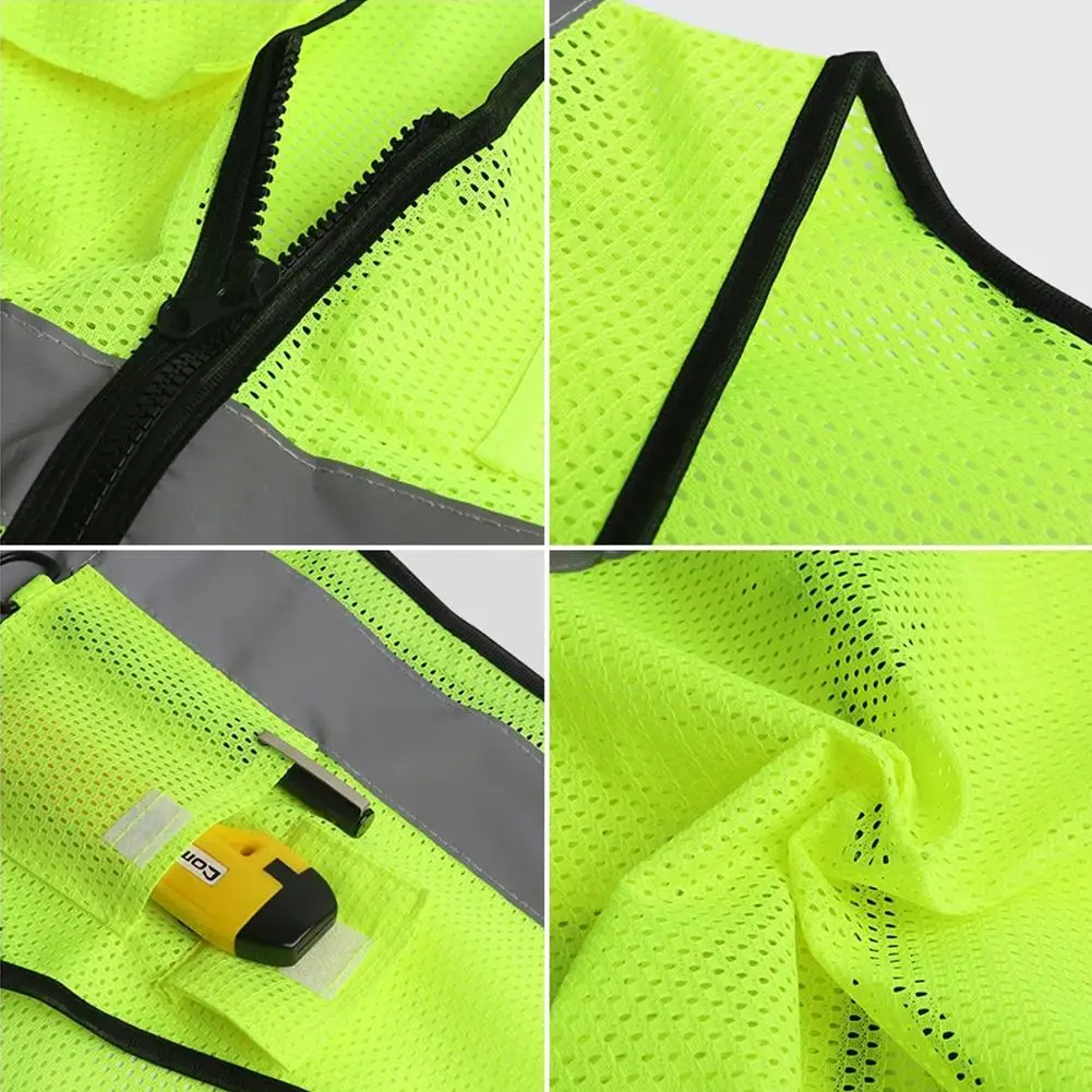 1 Stuks Multi-Pocket Bouwvest Site Reflecterende Vest Reflecterende Kleding Wegverkeer Veiligheid Reflecterende Kleding