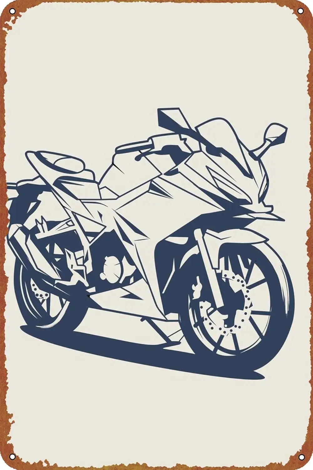 vector motor cycle lineart poster Poster Vintage Tin Sign for Bar Office Home Wall Decor Gift Retro Metal Sign 12 X 8 inch  sign