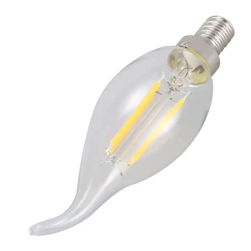 DT17 Dimmable E12 LED Candle Light Bulb, 4W COB Flame Filament Lamp 480LM Warm White, for Chandelier Home, 10 Pcs