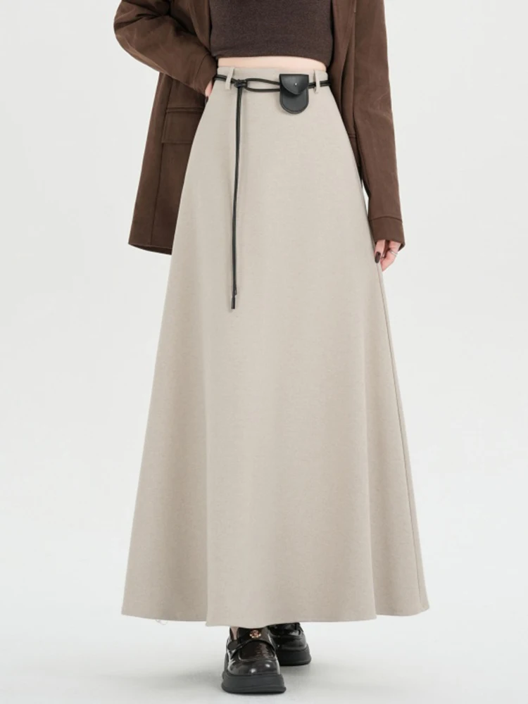 

Ретро-юбка миди с высокой талией, приталенная, А-силуэт, женская, осенне-зимняя, новая, драпированная, в пол, элегантная, женственная