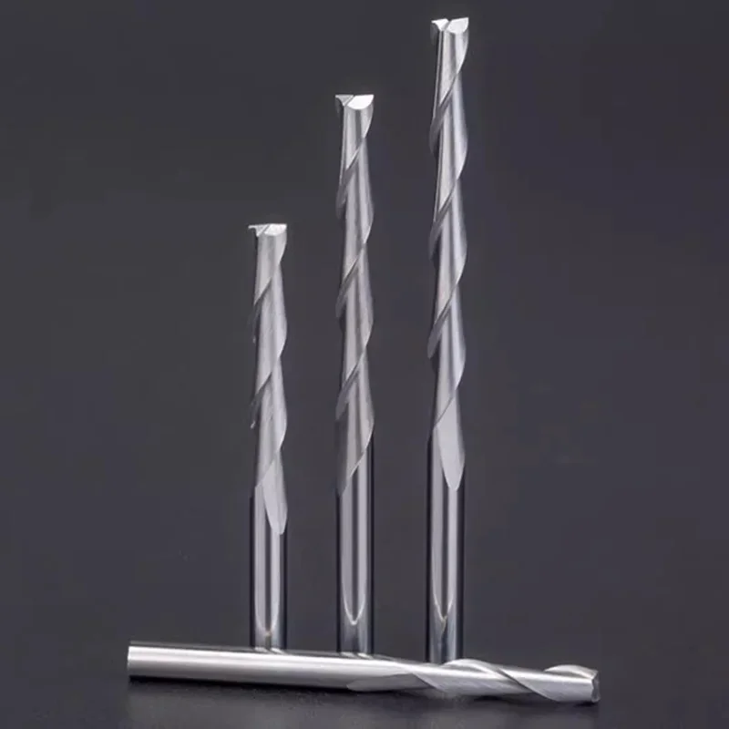 HUHAO 3.175 مللي متر عرقوب دوامة راوتر بت كربيد CNC راوتر النقش بت للخشب PVC 2 المزامير شقة حتى قطع نهاية مطحنة CNC بت أدوات