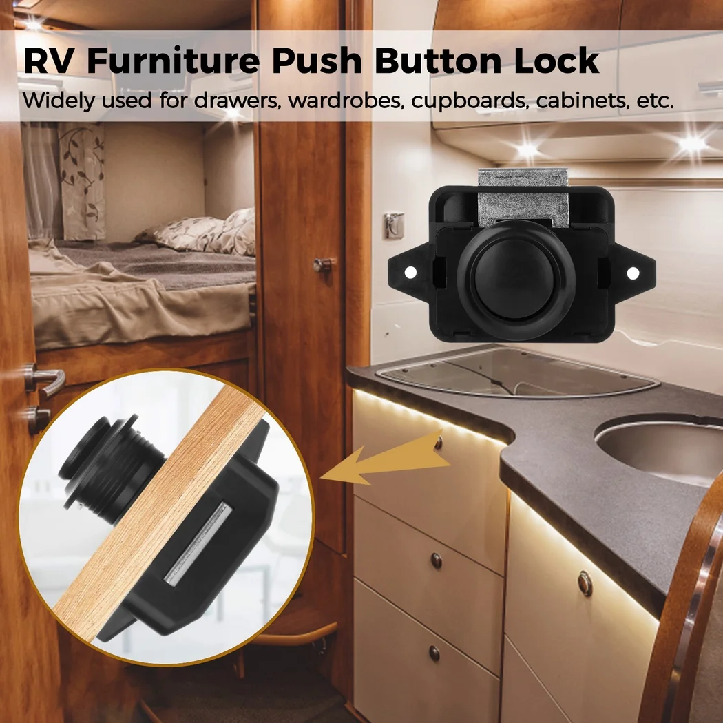 10Pcs RV Push Button Locks Furniture Button Catch For Closet Cupboard Cabinet Doors Furniture Push Button Latch For Motorhome