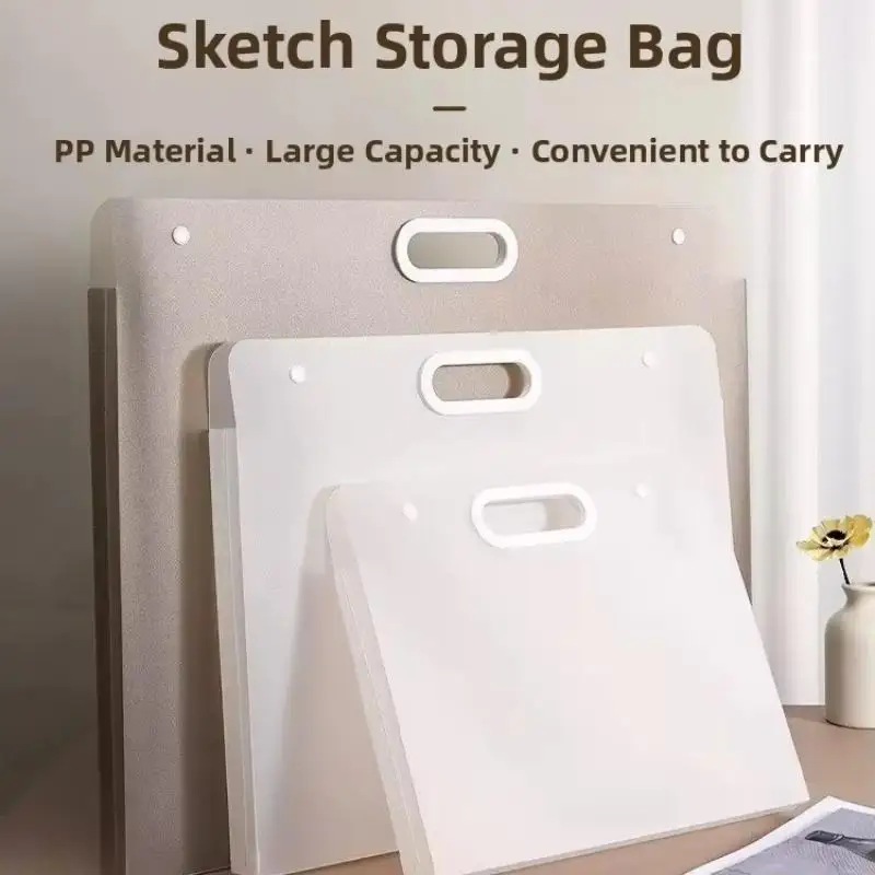 Portable Artwork Sketchbook Large Capacity Drawing Manuscript Storage Folder 4K 8K Grid Plastic File Bag For Art Collectibles