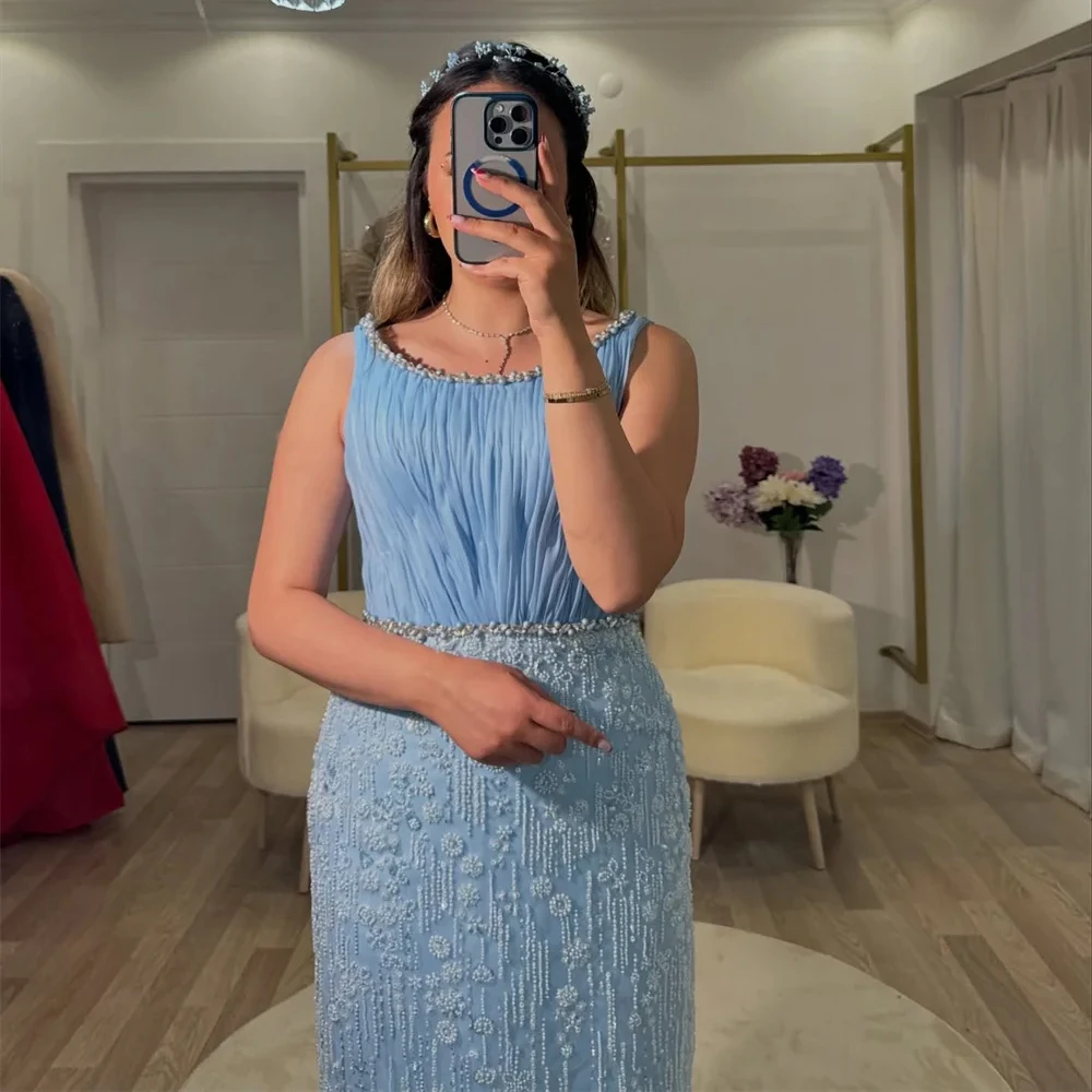 Elegante abito da sera a sirena con perle Dubai Arabia per donna con abito da cerimonia nuziale lungo formale con perline 2025 personalizzato