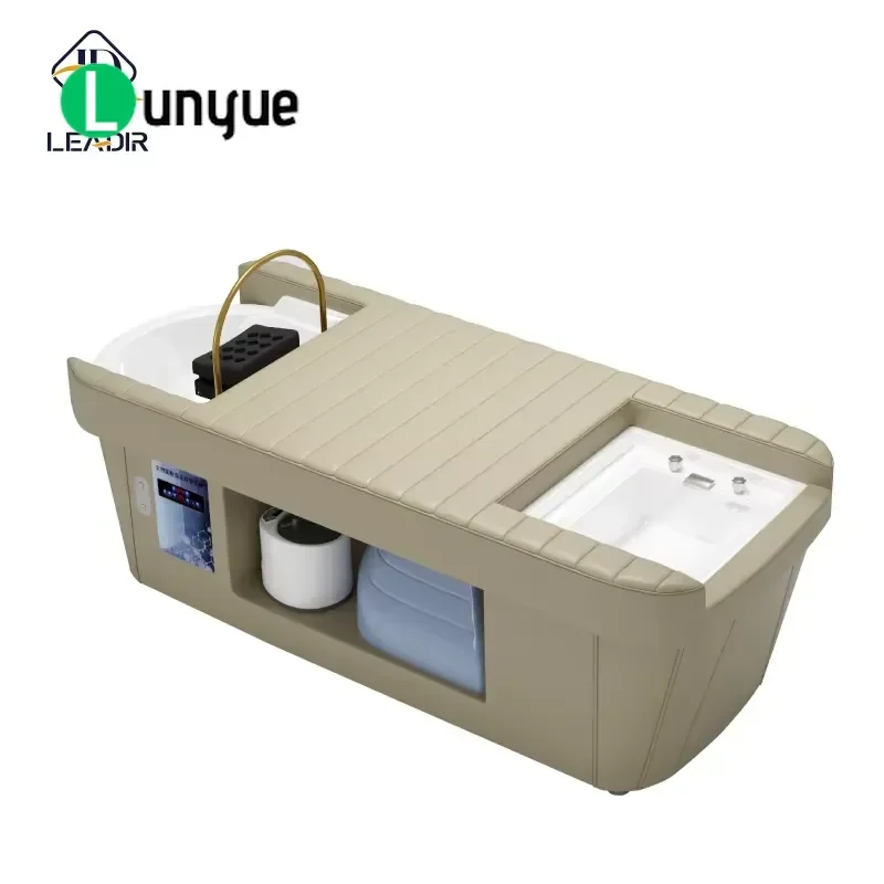 Luxury Electric Shampoo Bed with Foot Spa Water Circulation Head Massage Chair Furniture for Beauty Shop Hair Washing