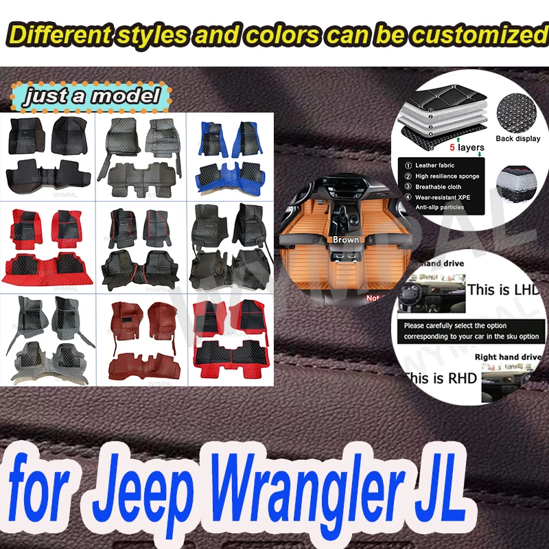 

LUXURY Car Floor Mats For Jeep Wrangler JL 4 door 2024 2023 2022 2021 2020 2019 2018 Car Floor Mats