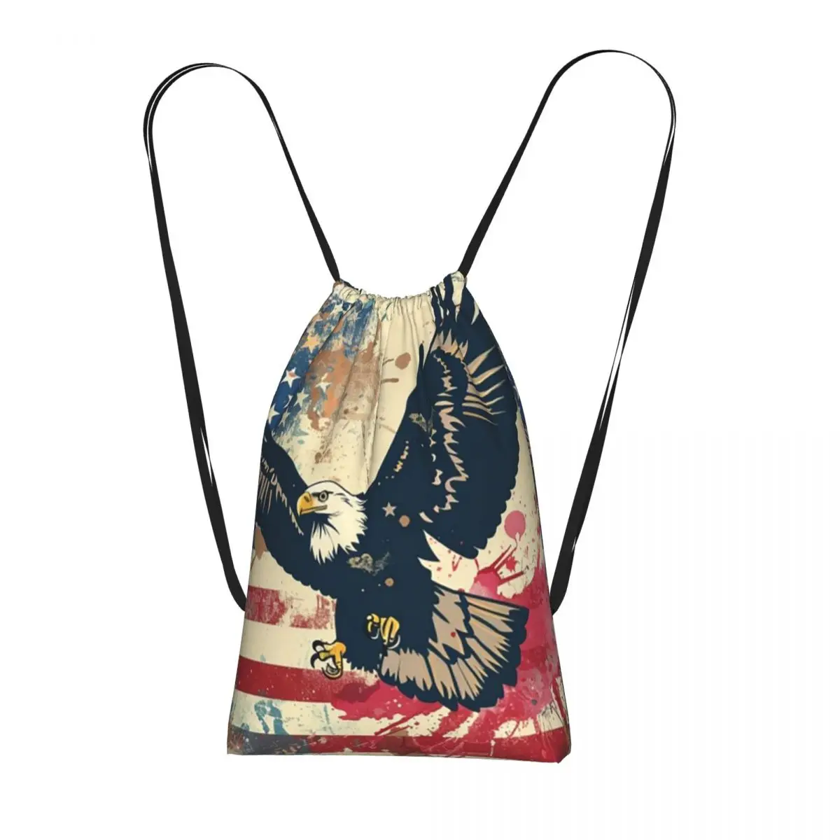 

Винтажные рюкзаки с американским флагом и изображением орла, повседневные сумки на шнурке, сумки для мелочей, сумки для книг для мужчин и женщин, школьные сумки