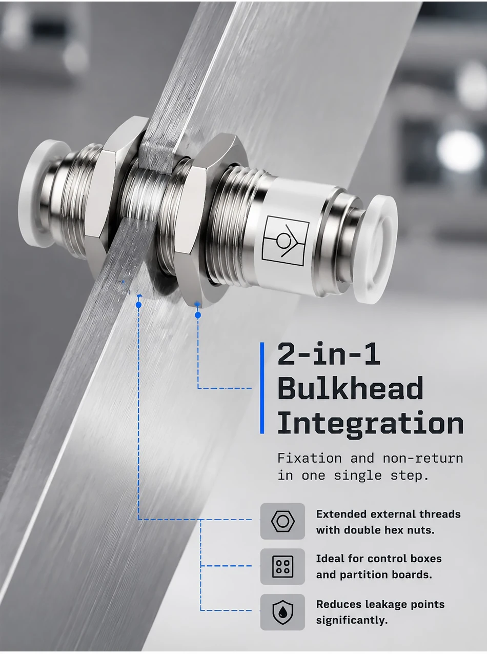 1PCS Pneumatic One-way Through Panel Non Return Check Valve SPM 4mm 6mm 8mm 10mm 12mm Push In Quick Connect Air Hose Fitting T&I Online Store