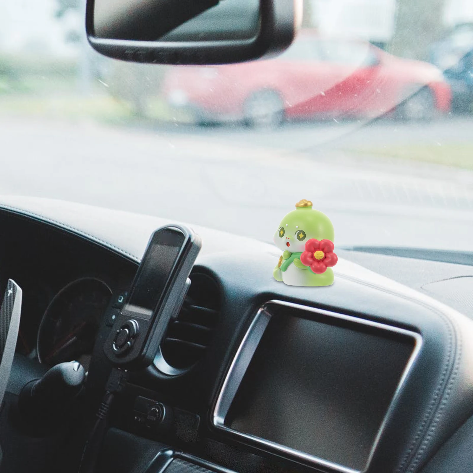 

Cute Green Mini Snake Resin 2025 Chinese Zodiac Animal Ornament Feng Shui Wealth Symbol Car Dashboard Office Desk Home Decor