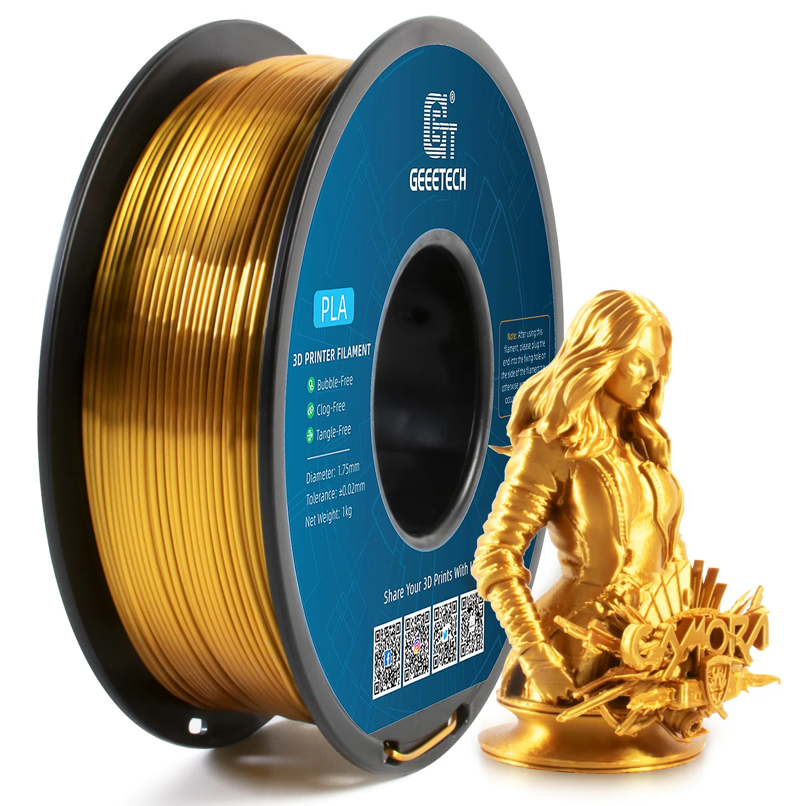 GEEETECH Silk PLA 3d Filament Wire 1 กก.1.75 มม.Spool Wire 3D เครื่องพิมพ์วัสดุ 3D พิมพ์เติม, fast การจัดส่งแพคเกจสูญญากาศ