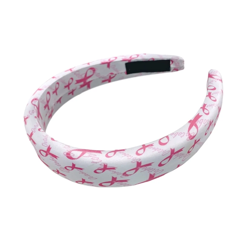 Breast Health Awareness Hair Hoop Gentle Fabric Headband Promoting Breast Health Adjustable Charm for Every Woman