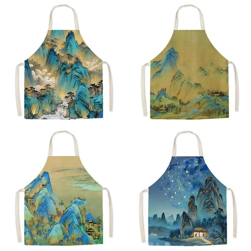 

Льняной фартук без рукавов, кухонная ткань для приготовления пищи, платье для студии кулинарии родителей и детей для взрослых