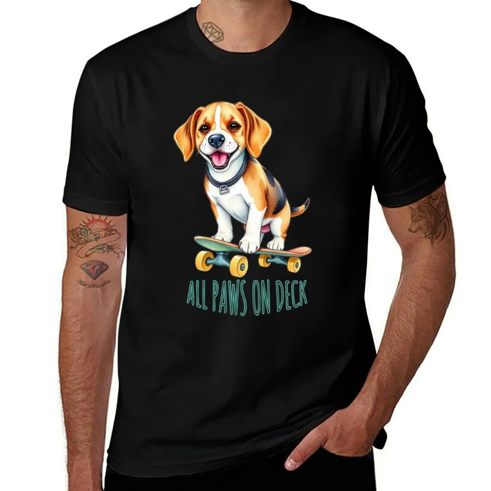 

All Paws On Deck Beagle Skateboard T-Shirt tees fashion shirts luxury t-shirt plus sizes mens tall t shirts