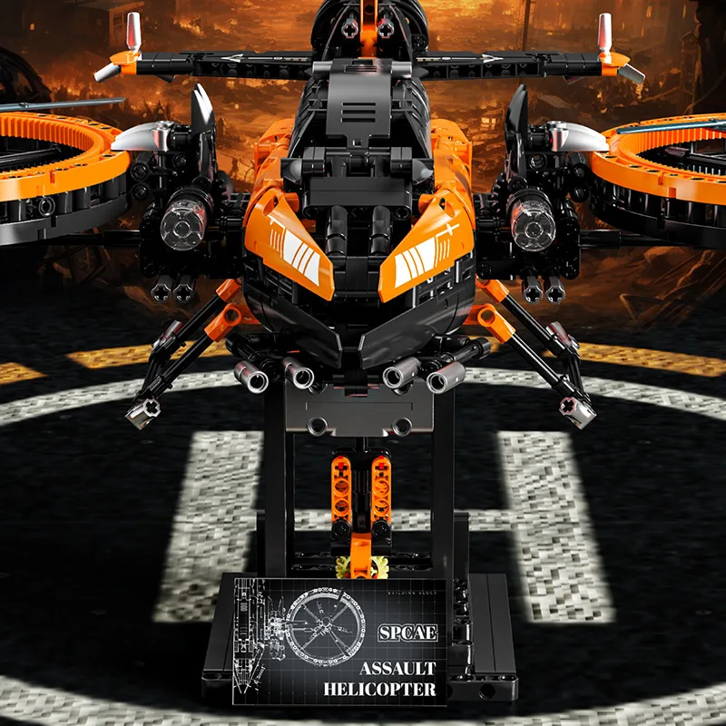 

Space Assault Helicopter Attack Rotatable Wing Aircraft Building Block - Mechanical Brick Toy Collection for Kids Gifts