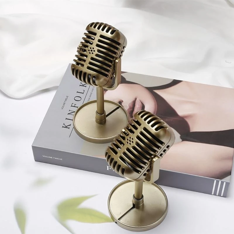 

2025 New Upgraded Vintage Microphone Props Model Retro Microphone Stage Table Decoration