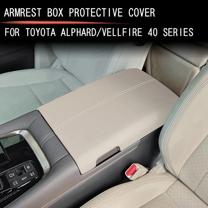 Console Box Storage Box Trim Cover Armrest Box Cover For Toyota Alphard/Vellfire 40 Series 2023+ Beige