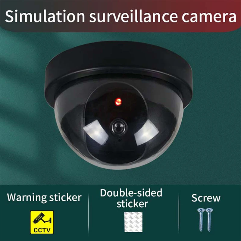 ONMYST Dummy Camera with Red Flashing Black Plastic Dome CCTV Fake Camera Surveillance Security System For Home Office Store