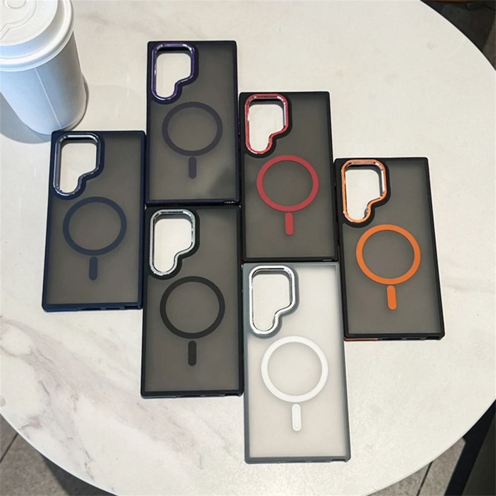 Luxury Matte Magnetic Phone Case For Samsung Galaxy S24 S23 S22 Ultra Plus For Magsafe Wireless Charging Shockproof Back Cover - náhled 5