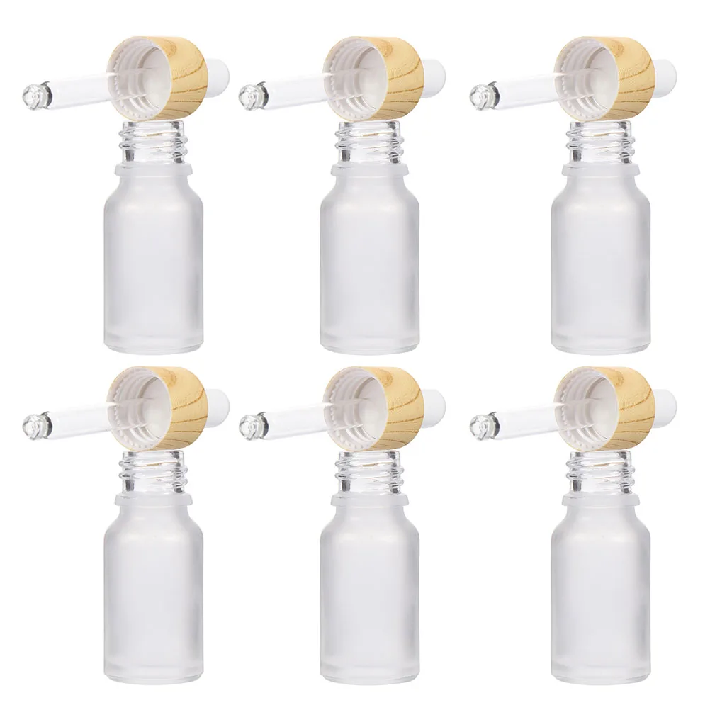 

6Pcs Essential Oil Dropper Bottles Refillable Frosted Glass Travel Subpackaging Bottles Portable Accurate Dispensing Vials