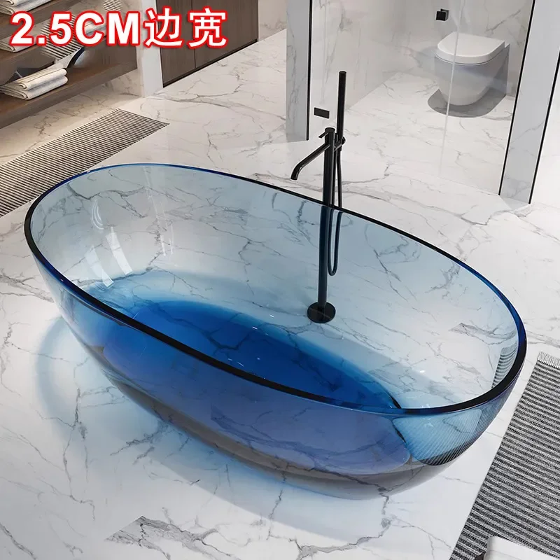 for Simple Transparent Oval Crystal Bathtub Colored Resin Independent Modern Hotel Homestay Integrated Double Bathtub