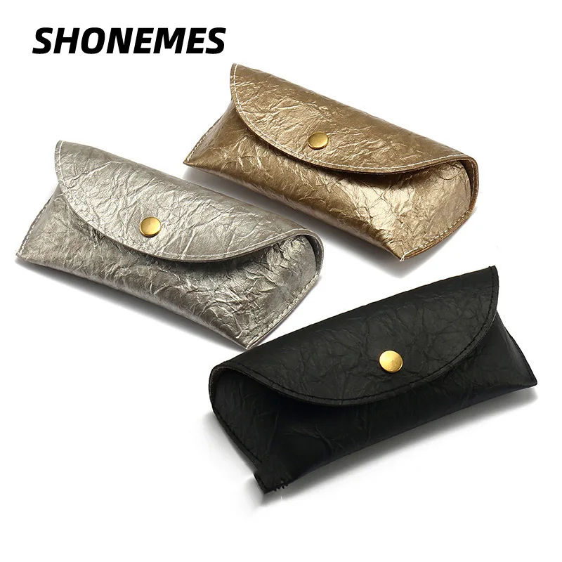 

SHONEMES Bark Stripe Sunglasses Case Soft Leather Reading Glasses Box Carry Metal Buckle Eyewear Cases