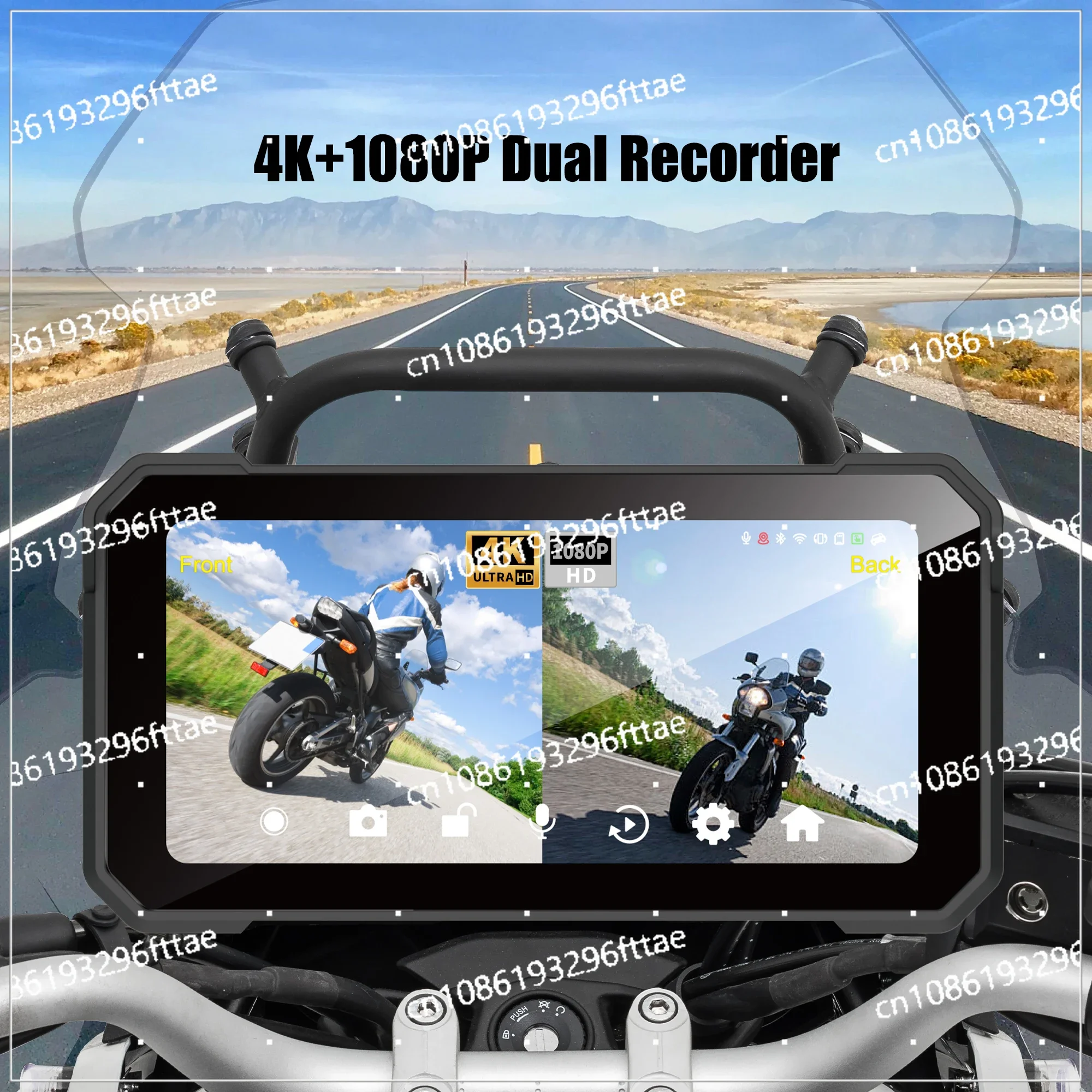 

Waterproof 6.25 Inch BSD 4K Dual Recorder OTA Motorcycle Carplay Androidauto DVR