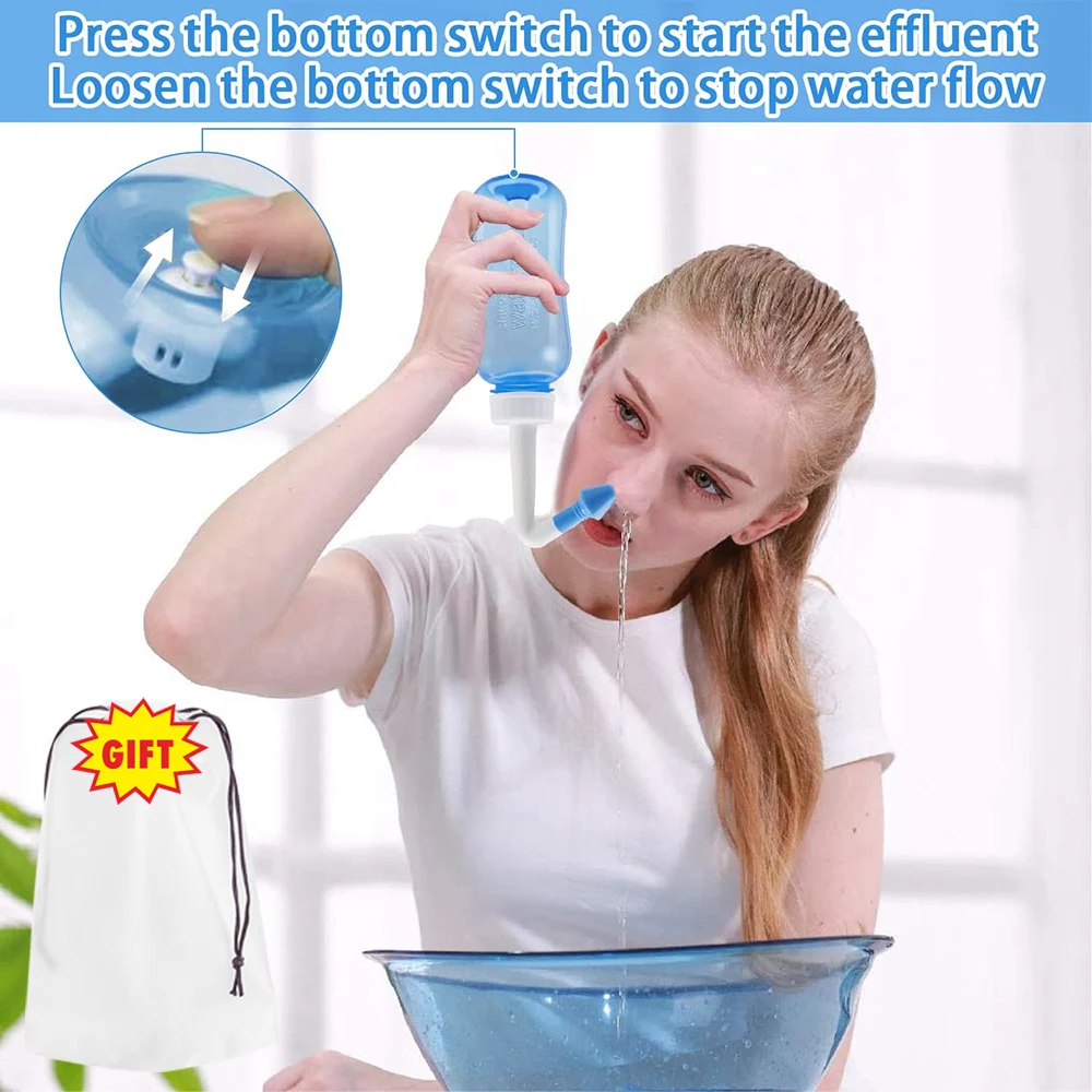 الري الأنف مع حقيبة التخزين زجاجة شطف الأنف منظف غسل الأنف حامي الأنف تجنب التهاب الأنف التحسسي الكبار الأطفال