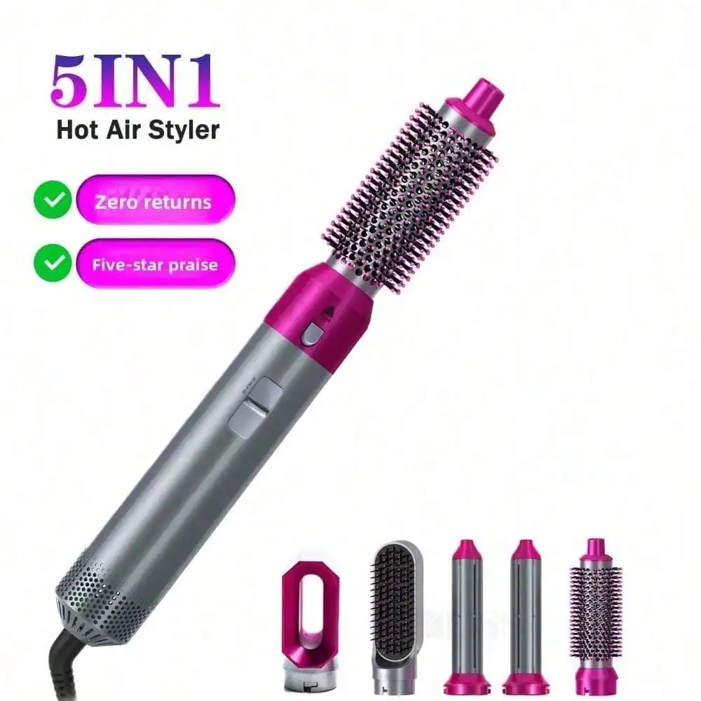 Hatteker A New Generation Of Upgraded Version Of Strong Suction Five-In-One Hot Air Comb, Multi-Functional Head Changer, Hair Dryer, Straight Curling Iron, Hair Dryer