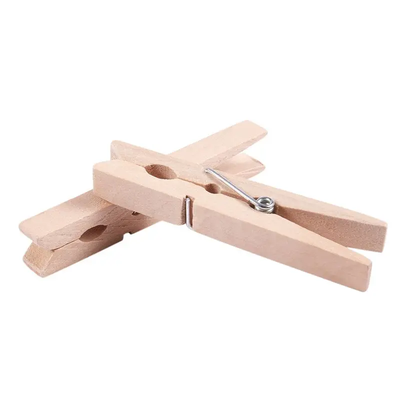 ABFU-Wooden Clothes Pins Pegs Hanging Clips 48 Pcs