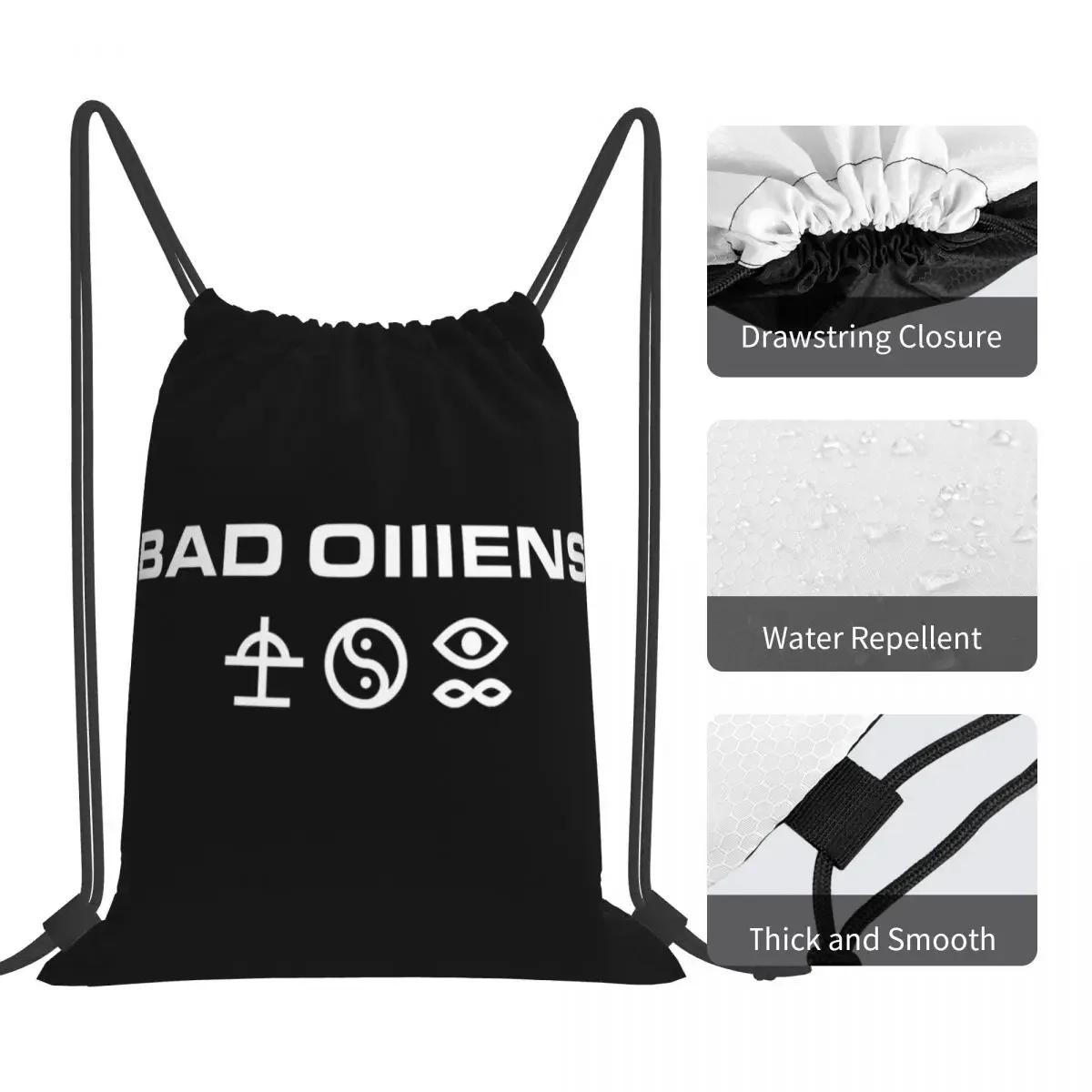 Bad Omens Is An American Metalcore Backpacks Drawstring Bags Drawstring Bundle Pocket Sports Bag BookBag For Travel Students