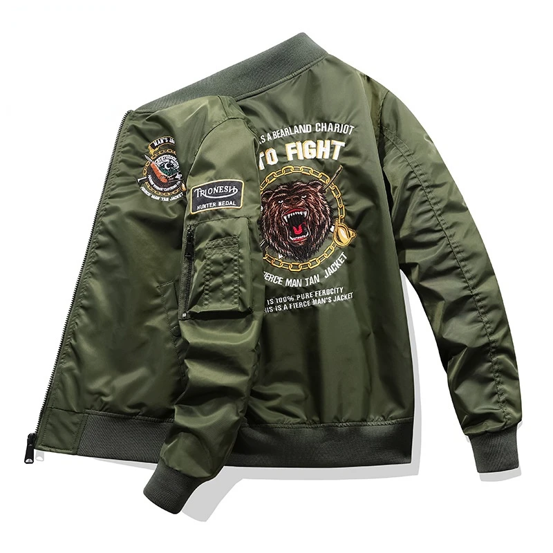 Tactical Flight Men Jackets Streetwear Embroidery Casual Coat Jacket Men Cotton Military OverallsPlus Size 4XL Casaco Masculino