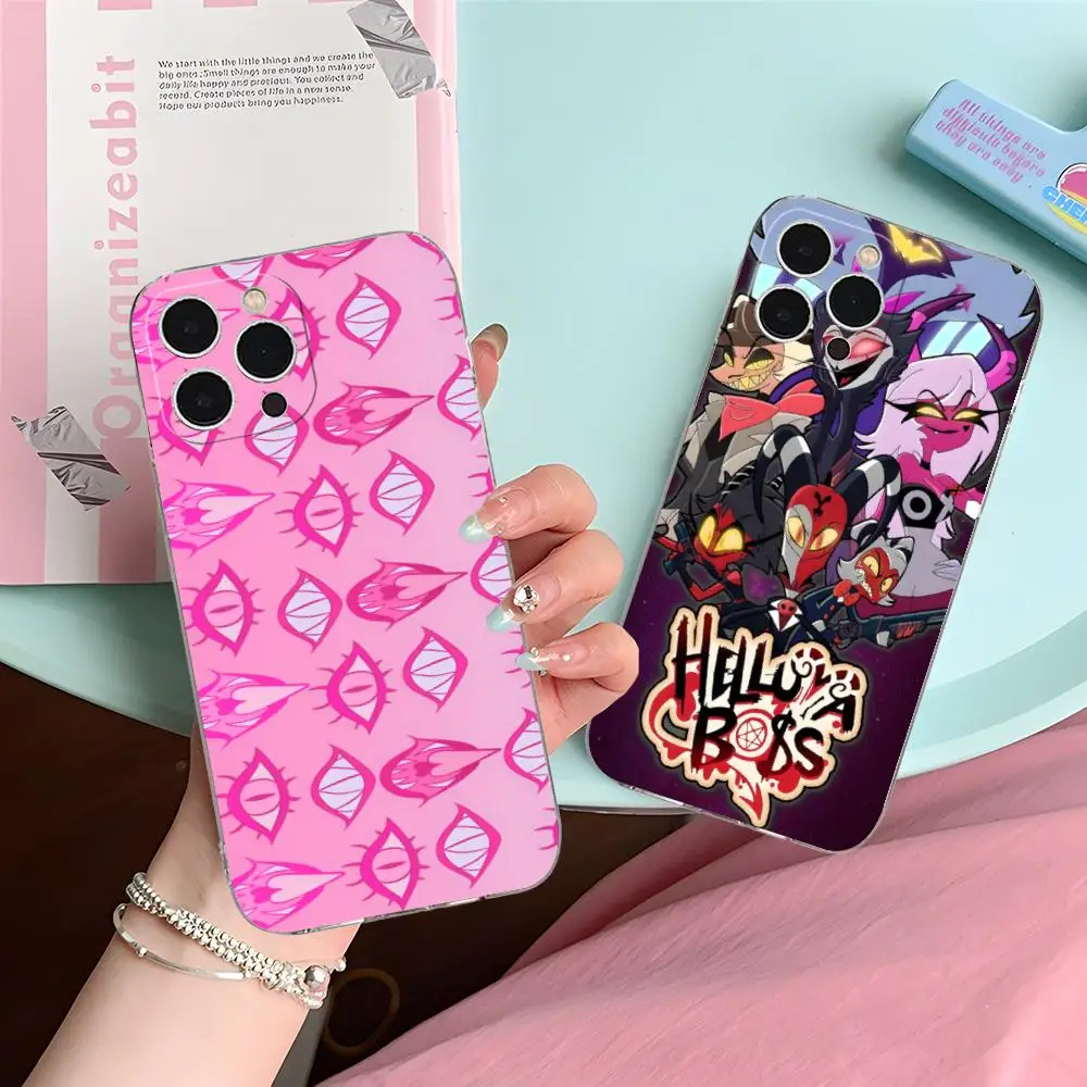 حافظة هاتف محمول H-Helluva Boss لهاتف iPhone 16 15 14 13 12 11 X XR XS 8 6 Pro Max Plus غطاء حماية صغير بلون واضح جميل