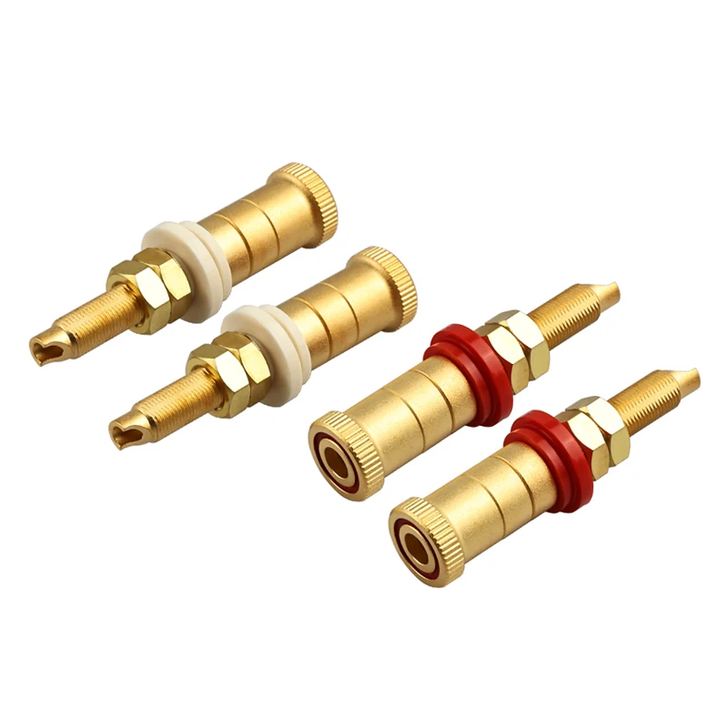 4PCS Pure copper, gold-plated and rhodium-plated, purple copper power amplifier, speaker, terminal block, banana head socket