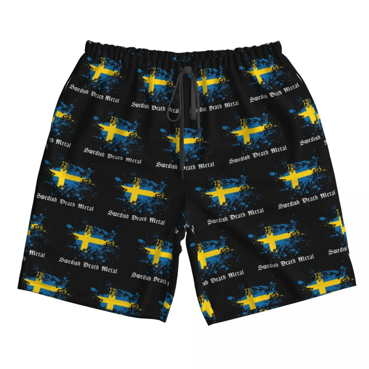 

Swedish Death Metal Band Black Heavy Sweden Flag Trunks Beach Board Shorts Casual Quick Dry Swim Summer Men Pants