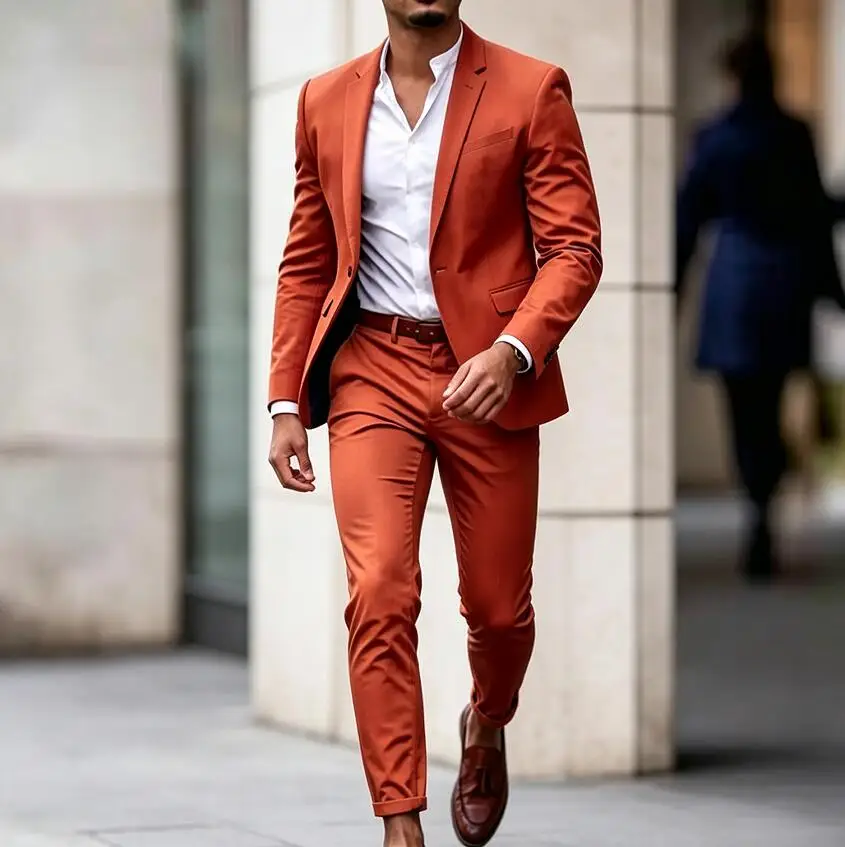 New Classic Men Suits 2 Piece Blazer Single Breasted Notch Lapel Jacket Pants Slim Fit Ropa Hombre Wedding Terno Customized 2026