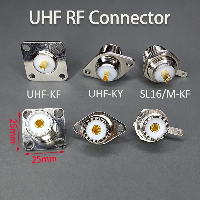 1PC SL16-KFD / M-KF UHF-KF Female Connector, Panel Mount Flange Base for Walkie Talkie Radio Antenna