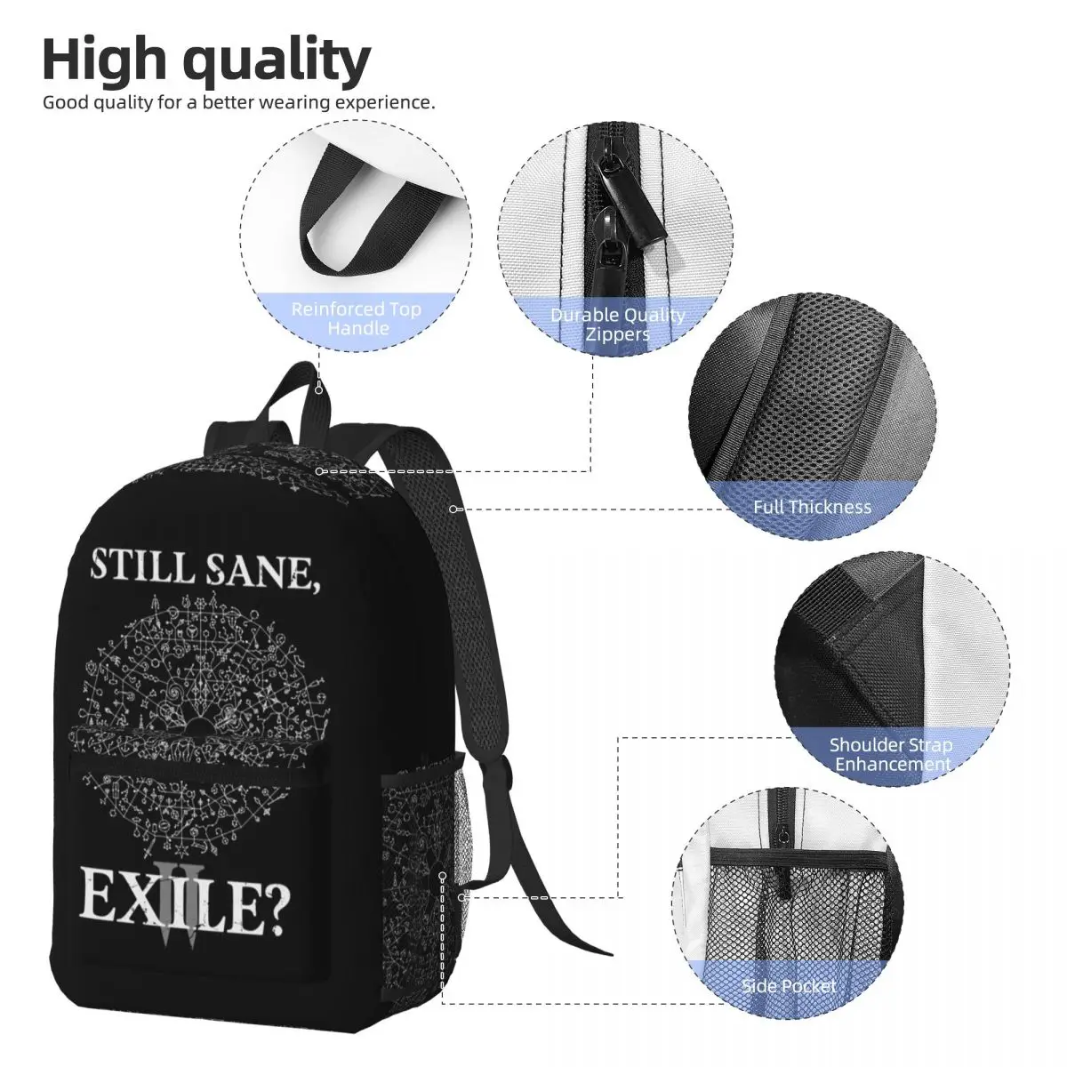 Path Of Exile 2 Still Sane Exile Backpack Daypack Large Capacity Kids BookBag School Bag Shoulder Bags for Men Women