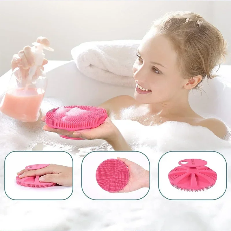 Yumuşak Silikon Vücut Scrubber Şampuan Fırçası El Duş Temizleme Fırçaları Peeling Banyo Fırçası Kafa Masajı Banyo Araçları