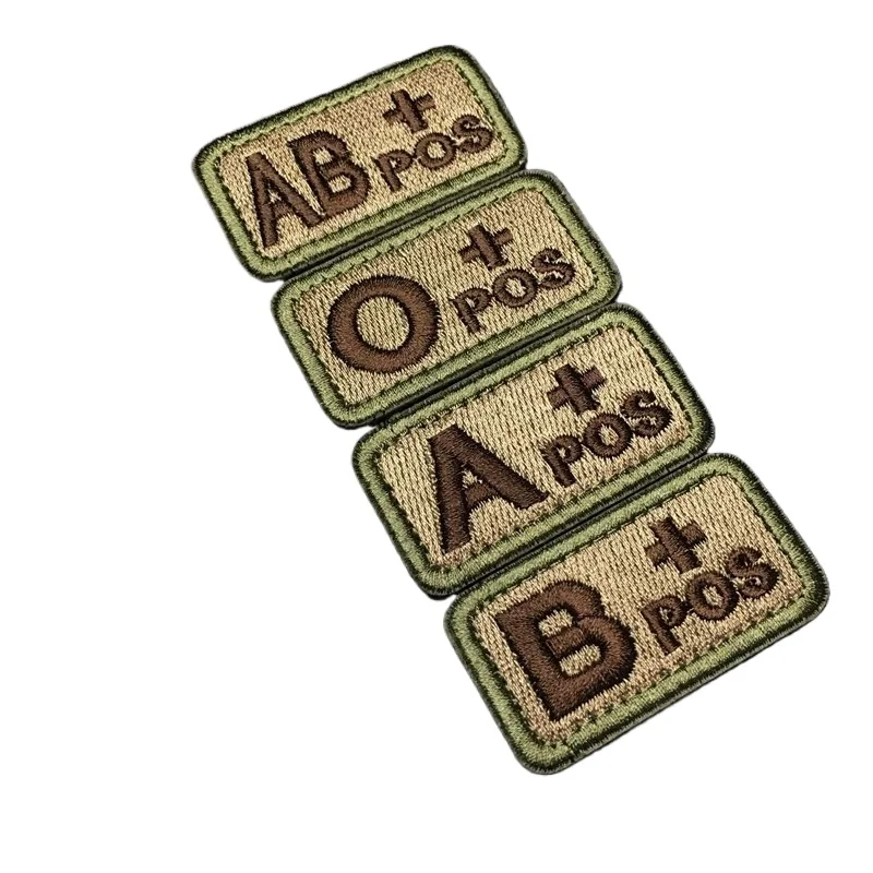 1Pcs Embroidery Patches Blood Type Positive Negative Military Tactics Badge for Backpack Hook & Loop Army Accessories A B O AB