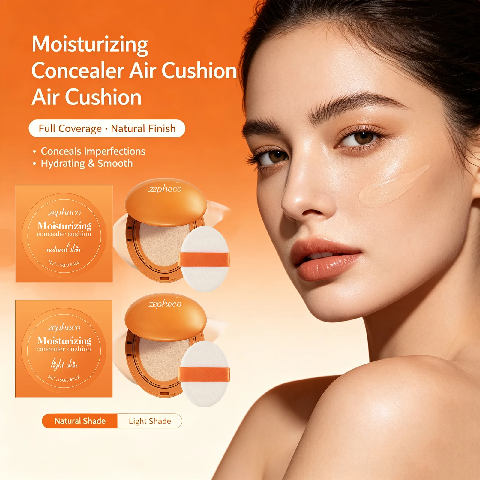 Moisturizing Concealer Cushion for Dark Circles and Blemishes Full Coverage Lasting Hydrating Foundation Cushion Face Makeup