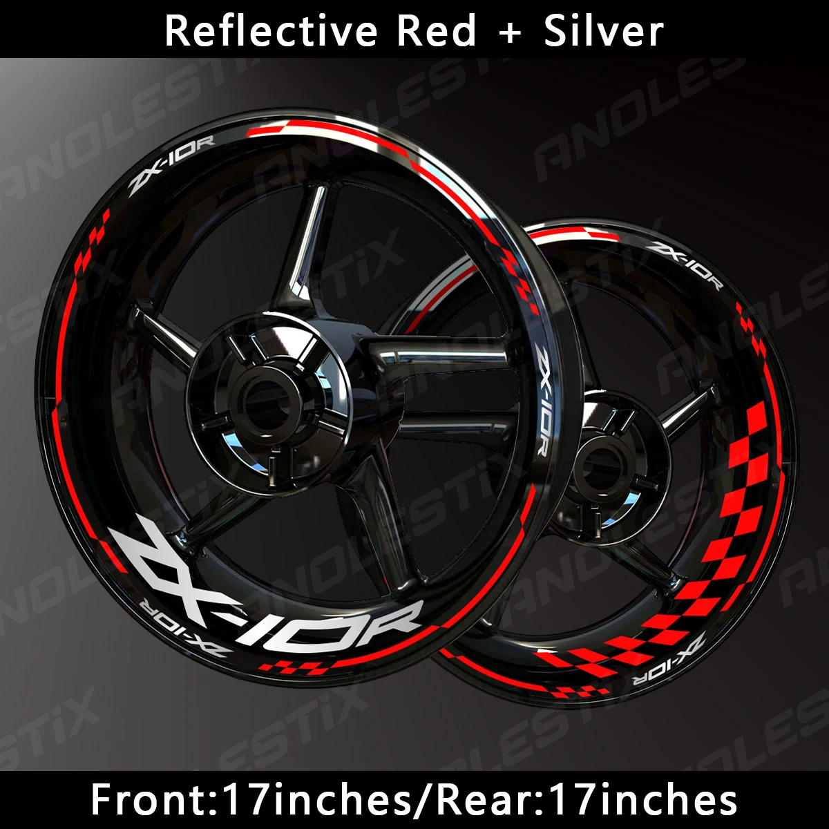 AnoleStix stiker velg sepeda motor ZX10R, stiker Decal Hub roda sepeda motor reflektif untuk ZX-10R