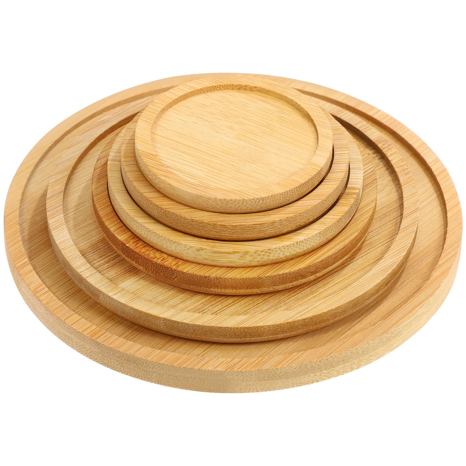 

6Pcs Bamboo Flowerpot Tray Premium Round Plant Pot Base Plate Flowerpot Holder Tray Indoor Outdoor Use Flower Pot Accessory