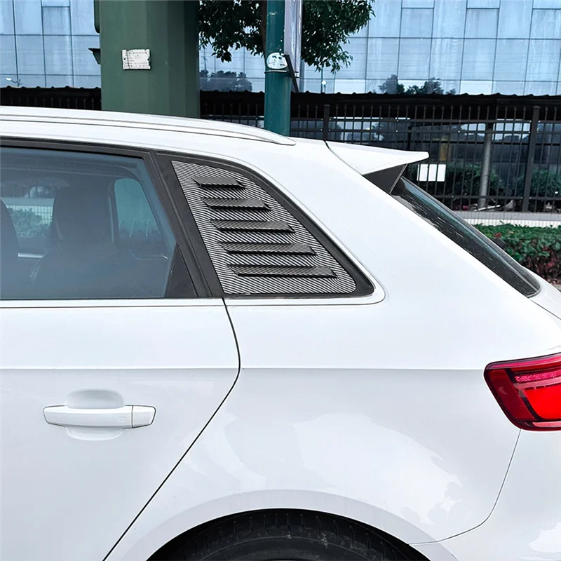 Car Rear Triangular Window Louvers Shutters Blinds Cover Trim For  A3 S3 8V Hatchback 2014-2020 Carbon Fiber Pattern