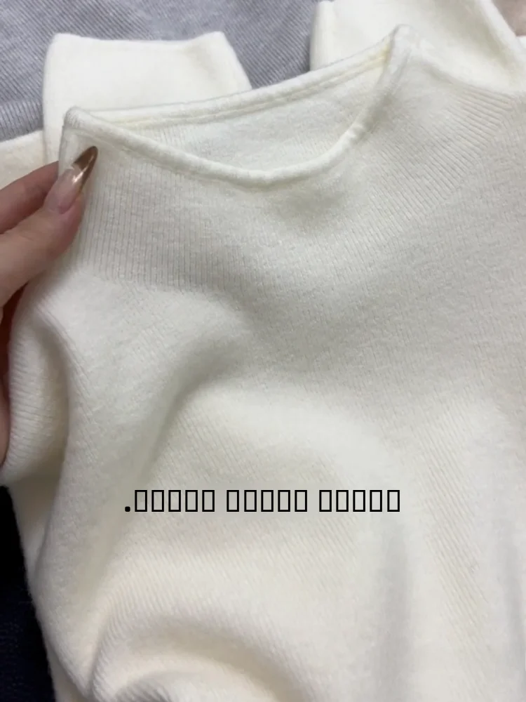 

Slim Fit f High Ne Knitted Base irt Women's Casual Sle Soft Material Long Sve Breathable Comfortable Daily Wear